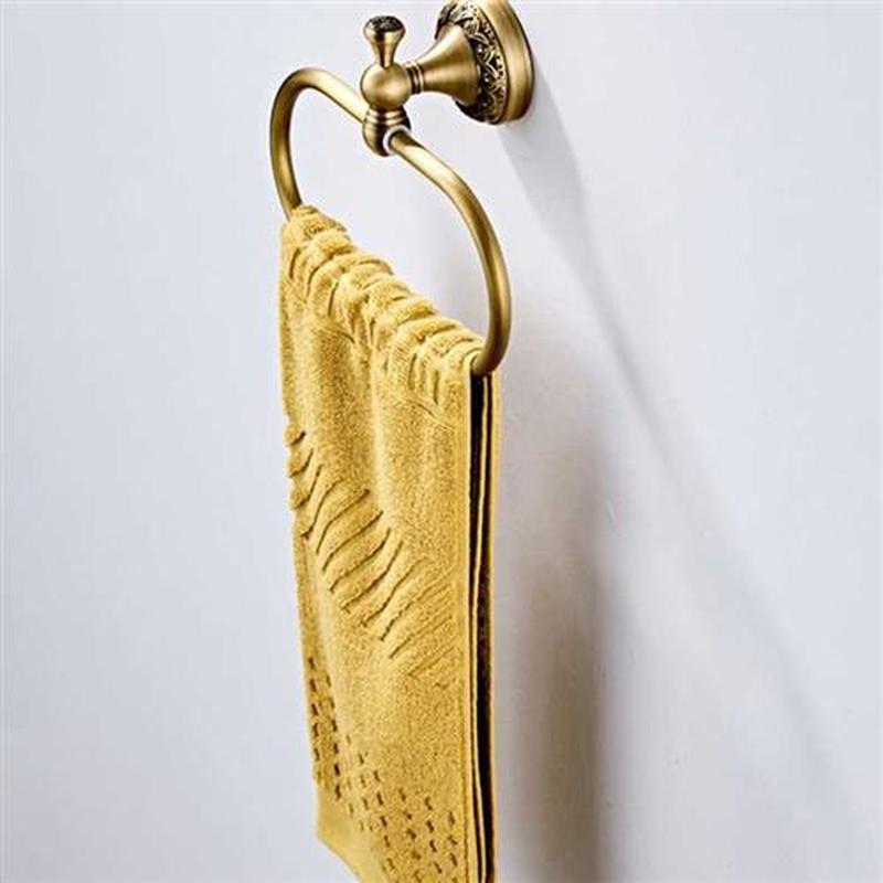 Oval Towel Ring Antique Brass Exquisite Pattern Carving Hang