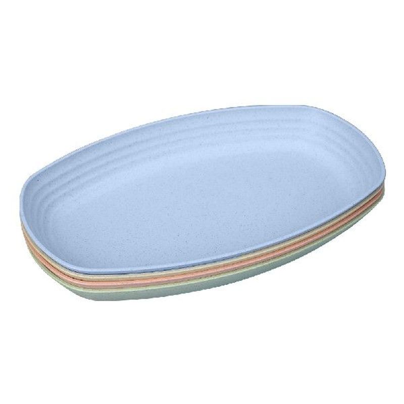 4pcs Dinner Plate Set Wheat Straw For Salad Pasta Easy