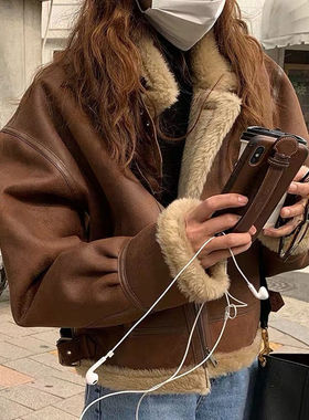 Lamb wool coat women's short winter Korean version o