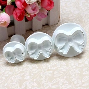 3pcs Cake Cookies Cutter Bow Knot Flower Plunger Sugarcraft