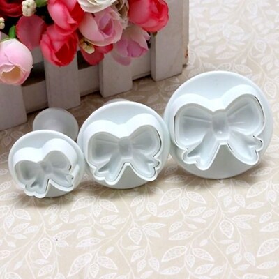 3pcs  Cake Cookies Cutter Bow Knot Flower Plunger Sugarcraft