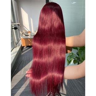 99J Red Ombre Colored Lace Front Wigs Human Hair Burgundy 13