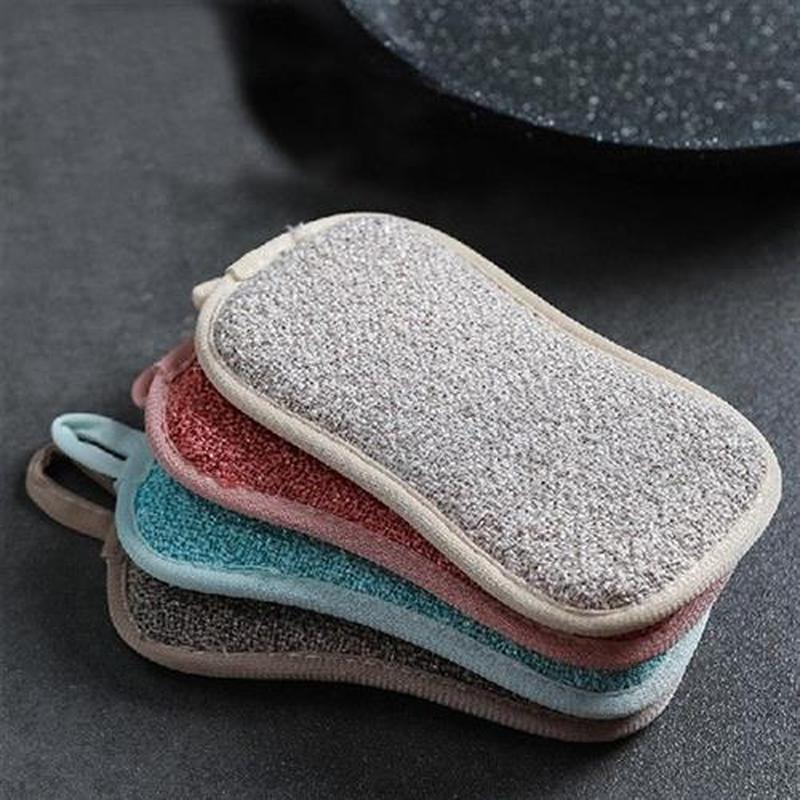 4PCS Super Absorbent Microfiber Double-Sided Scrub Sponge