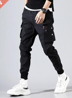 Cargo Pants Men Solid Color Black Loose Casual Jogger Pocket