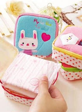 Cartoon Zipper Sanitary Napkin Storage Organizer Large