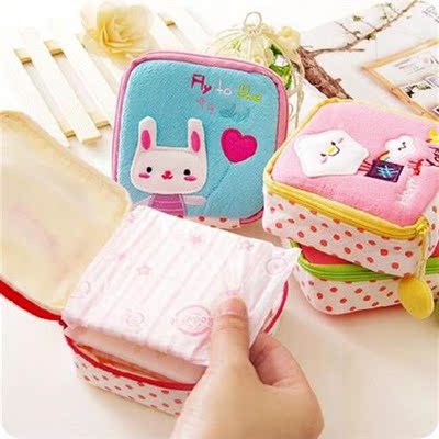 Cartoon Zipper Sanitary Napkin Storage Organizer Large