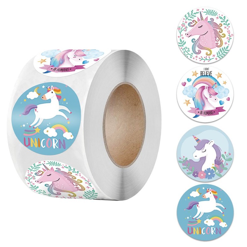 1inch Kawaii Children Stickers Cute Anime Unicorn Mermaid An