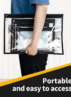 Multisize Clear Zipper Pouch (Black Edging, 12 Packs), PVC