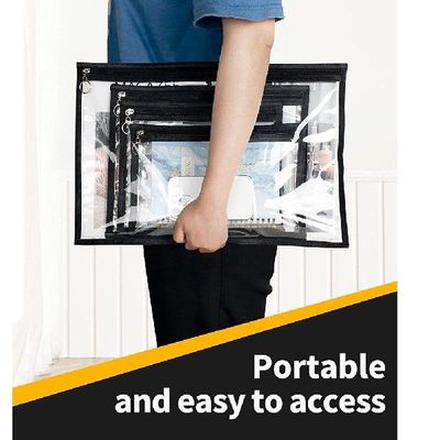 Multisize Clear Zipper Pouch (Black Edging, 12 Packs), PVC