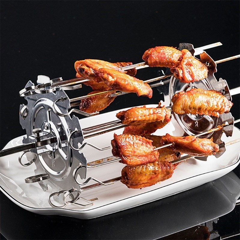 BBQ Grill Cage, Steel Metal Rotisserie Skewers Needle Cage O