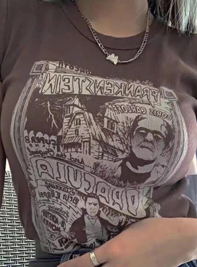 Vintage Grunge Graphic Aesthetic Women Crop Tops Punk Haraju