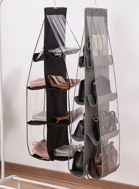 New 6/8 Pockets Shelf Tote Rack Bag Clear Hanging Purse Han