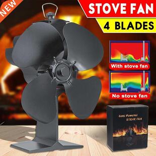 Stove Woo Log komin Fan Powered Heat Blade Fireplace Black
