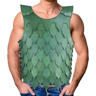 Medieval Lace-Up Leather Scale Vest For Men Vintage Armor