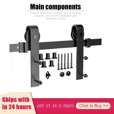 183/200CM Barn Door Hanging Rail  Europe Rustic Black Slidin