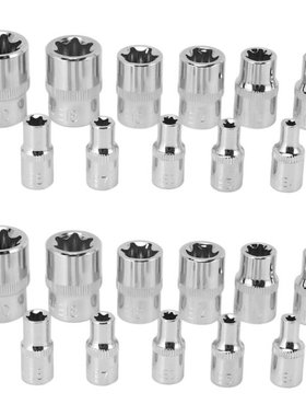 22Pc Female E Torx Star Socket Set Rail E4 - E20 External St