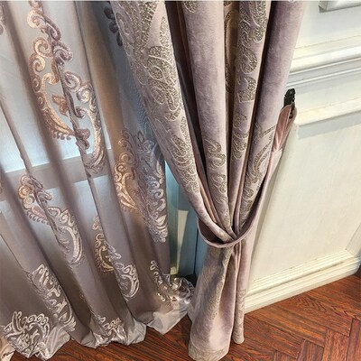 High end Velvet Gilded Curtains for Living Dining Room Bedr