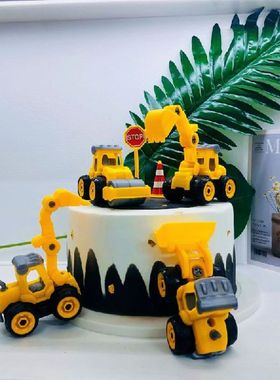 Engineering Vehicle Cake Decor Digging Machine Cake Toppers