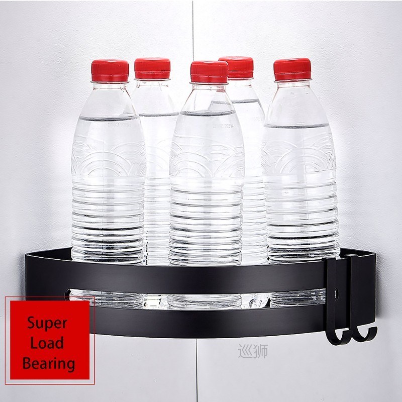 Wall Corner Shelf Organizer Black Aluminum Shower Rack Shamp