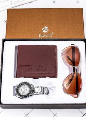 Men Luxury Watch Gifts Set For Wallet Quartz Wristwatch3pcs