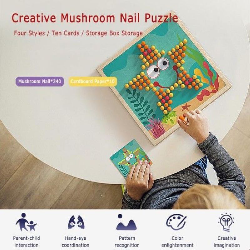 Kayu Kreatif Jamur Kuku Puzzle Cerdas Anak Usia Dini