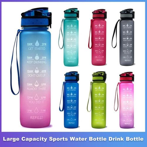 32Oz Large Capacity Water Bottle With Time Marker Leak-Proof