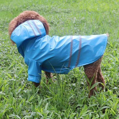 Rainy season fashion PU reflective strip pet raincoat hooded