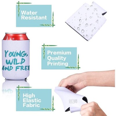 10pcs Foam Sublimation Can Cooler Covers Foldable Insulators