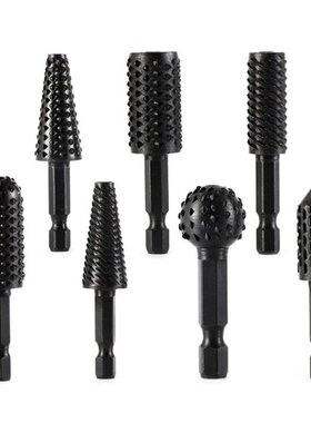 7 Pieces Wood Carving File Rasp Drill Bit 6.3mm(1/4) Reamin