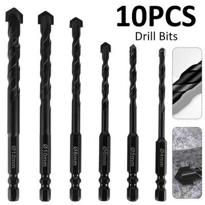 10Pcs Hex Shank Drill Bit 4/5/6/8/10/12mm Reaming Drill Ceme