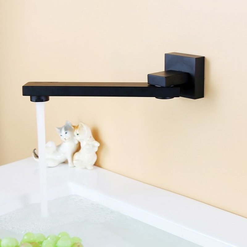 Black Brass Shower Faucet Spout Wall Mounted Swive Bath Spou