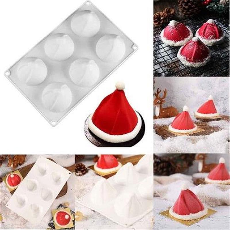6 Cavity Christmas Hat 3D Silicone Cake Mold Baking Mold
