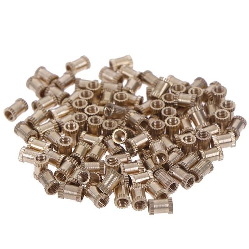 HUXUAN New 100pcs M3x6mm Knurled Nuts Threaded Round Brass K