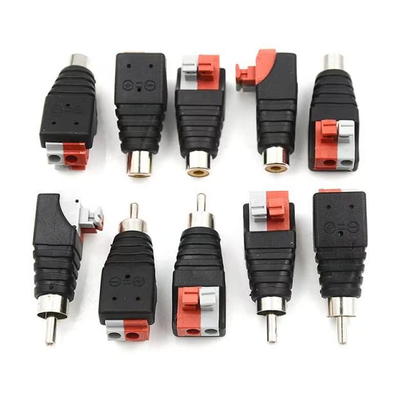1 Set New Speaker Wire Cable To Jack RCA Press Plug Male Ada