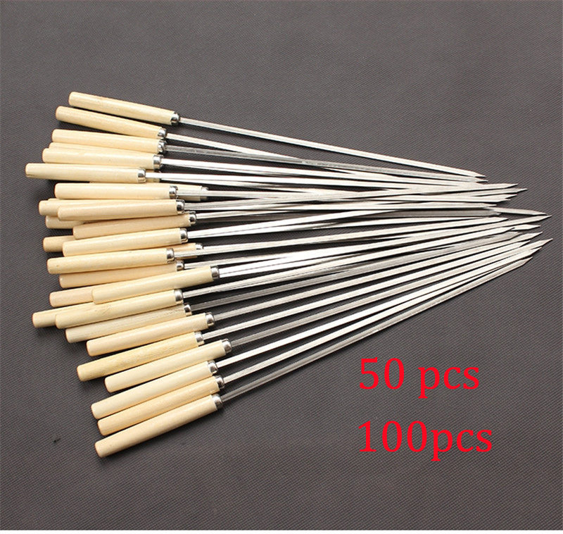 50 100 Pcs Flat Barbecue Stick BBQ Roasting Needle With