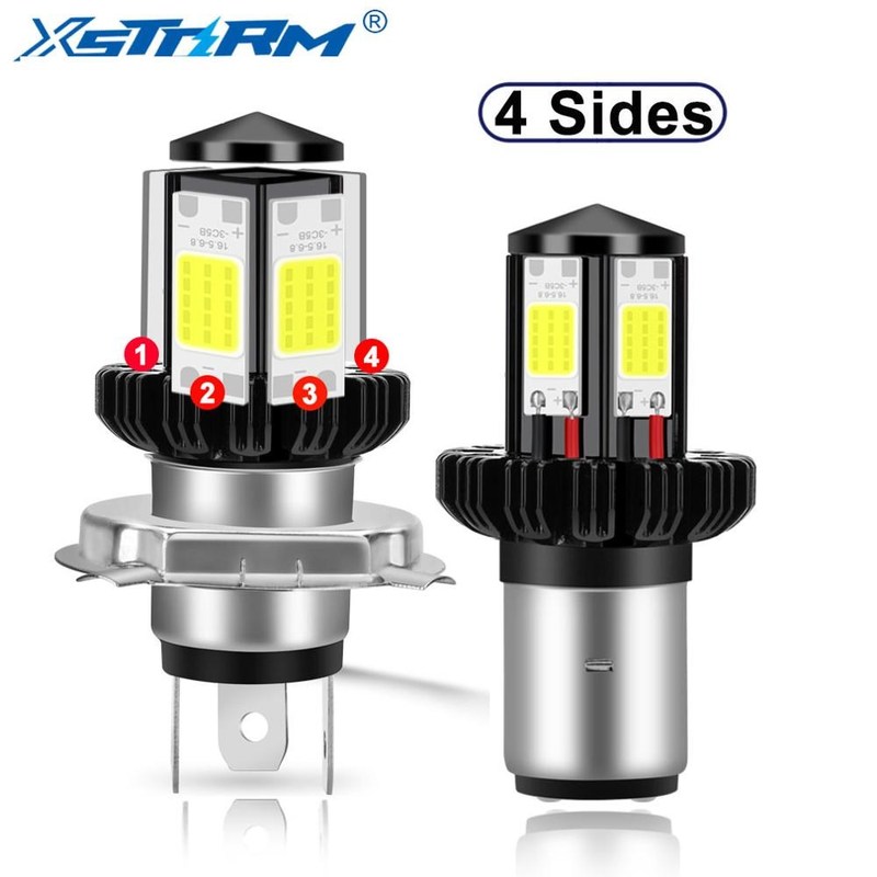 H4 BA20D LED Hi Lo Beam Motorcycle Headlight Blubs Moto Ligh