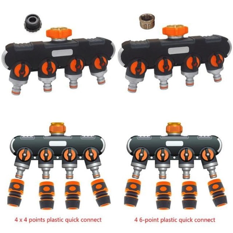 4 Way Hose Splitter Sprinkler Connector Garden Faucet Adapte