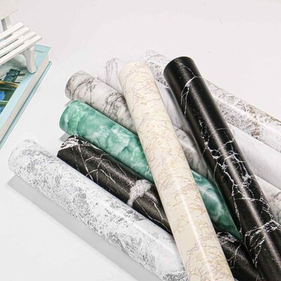 45cmx10m Wallpapers Marble Texture Self Adhesive PVC Waterpr