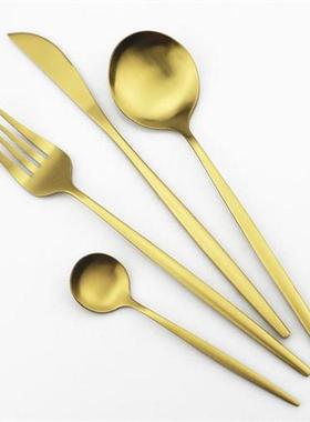 30Pcs Mtte Gold Tblewre Stinless Steel Dinnerwre Set C