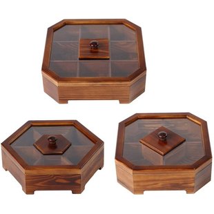 2022 New Solid Wood Snack Box Chinese Style Divided Grid Dri