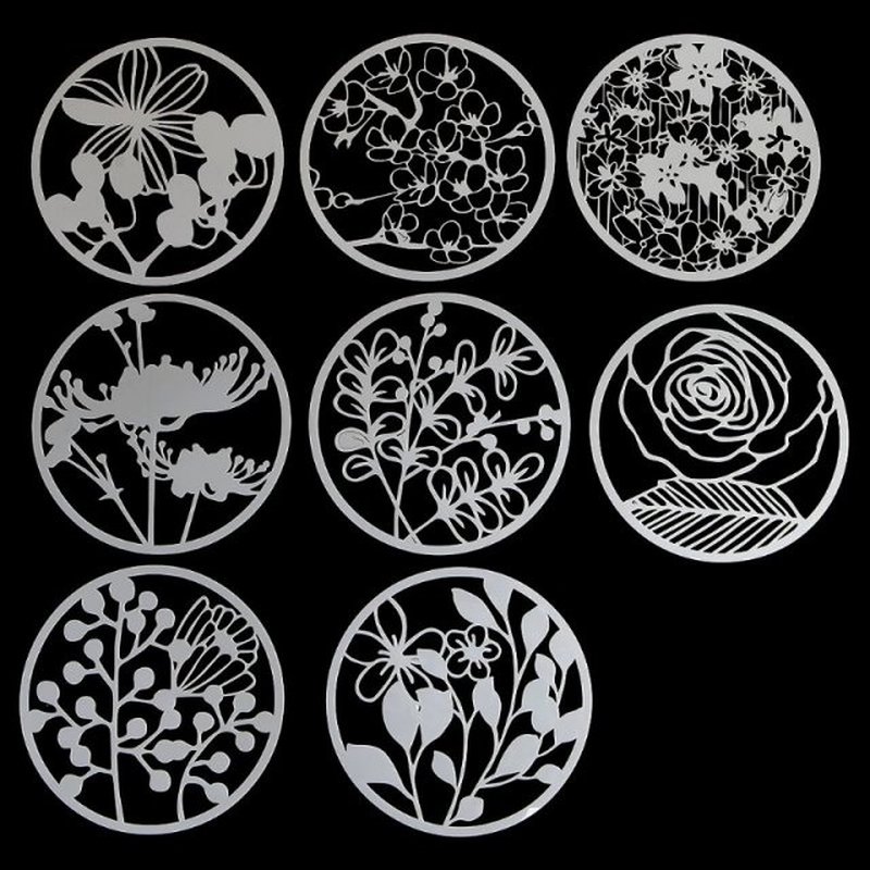 8Pcs 8Pcs Round Grilles Drawing Molds Plastic Children Paint