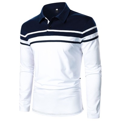 Autumn Winter Men's Polo Shirts Stitching Casual Dai