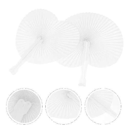 20pcs Party Folding White Wedding Paper Fans Blank Fans