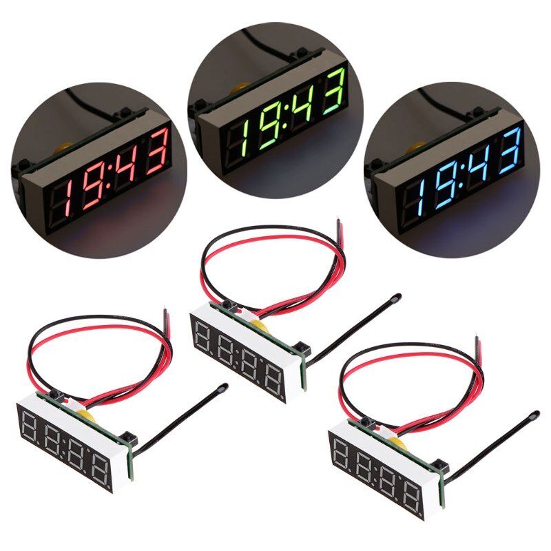 Car 3 in 1 LED DIY Digital Clock Temperature Voltage Module