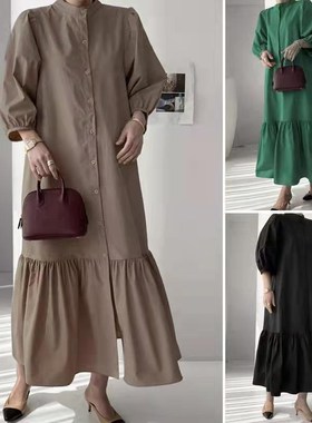 Japanese fashion collar 7 minutes of sleeve placket buttons