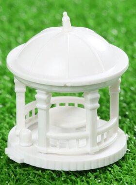 2 Sets White Plastic Pavilion Model Gloriette Chinese Constr