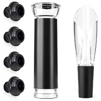 Wine Saver Pump With 4 Vacuum Wine Bottle Stoppers,