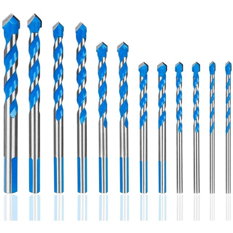 12 Pcs Masonry Drill Bits Set 3mm to 12mm Carbide Twist Tips
