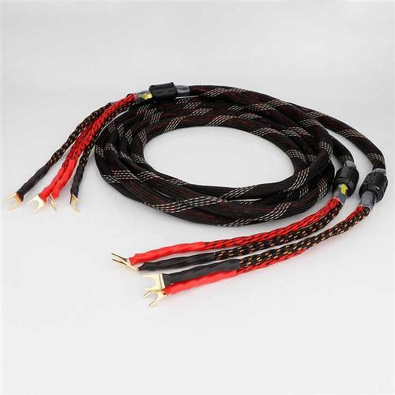 One Pair HIFI speaker cable HI-End amplifier 4N OFC speaker