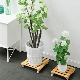 1pcs Plant Flower Pot Removable Tray With Roller Pulley Univ
